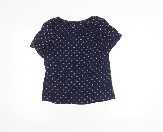 Crew Clothing Women's Blue Heart Print Top Size 10