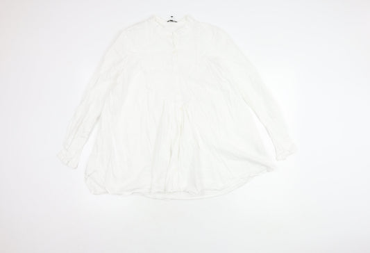 Womens UK Size 14 Massimo Dutti White Cotton Blouse