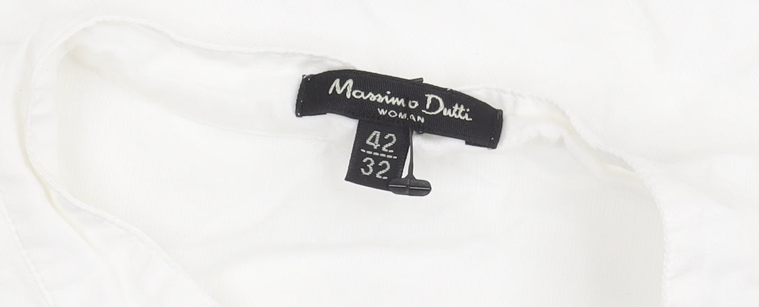 Massimo Dutti Women's White Cotton Blouse Size 14