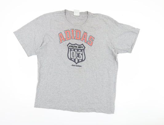 Mens UK Size XL adidas Grey Cotton Blend T-Shirt