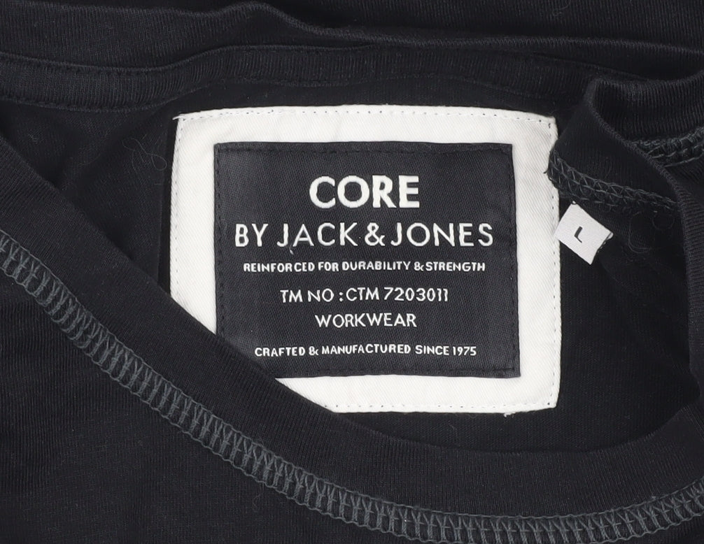 Jack & Jones Men’s Black Crew Neck T-Shirt - Size L