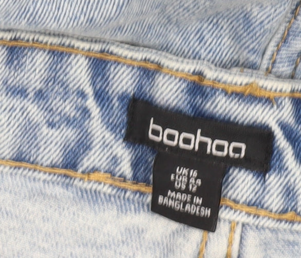Boohoo Women's Blue Denim Jeans Size 16 Light Wash