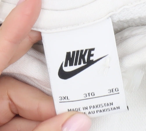 Nike Men's White 3XL Pullover Hoodie - Cotton, Hooded