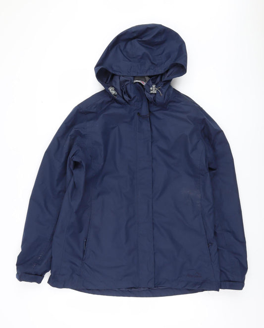 Peter Storm Women's Blue Hooded Rain Coat Size 14 Waterproof