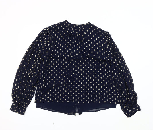 Crew Clothing Women's Blue Polka Dot Tunic Blouse - Size 14