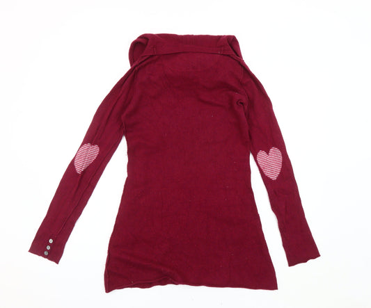 White Stuff Women's Red Tunic Jumper with Hood, Size 10