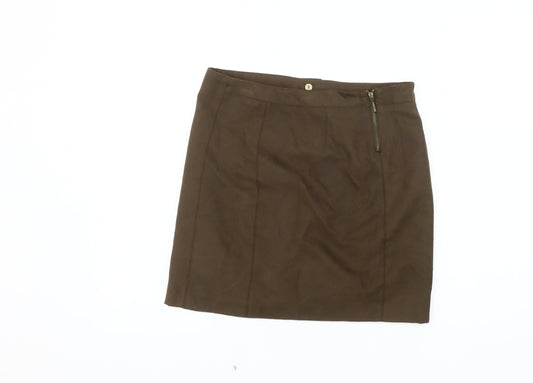 Zara Women Brown S Straight & Pencil Skirt