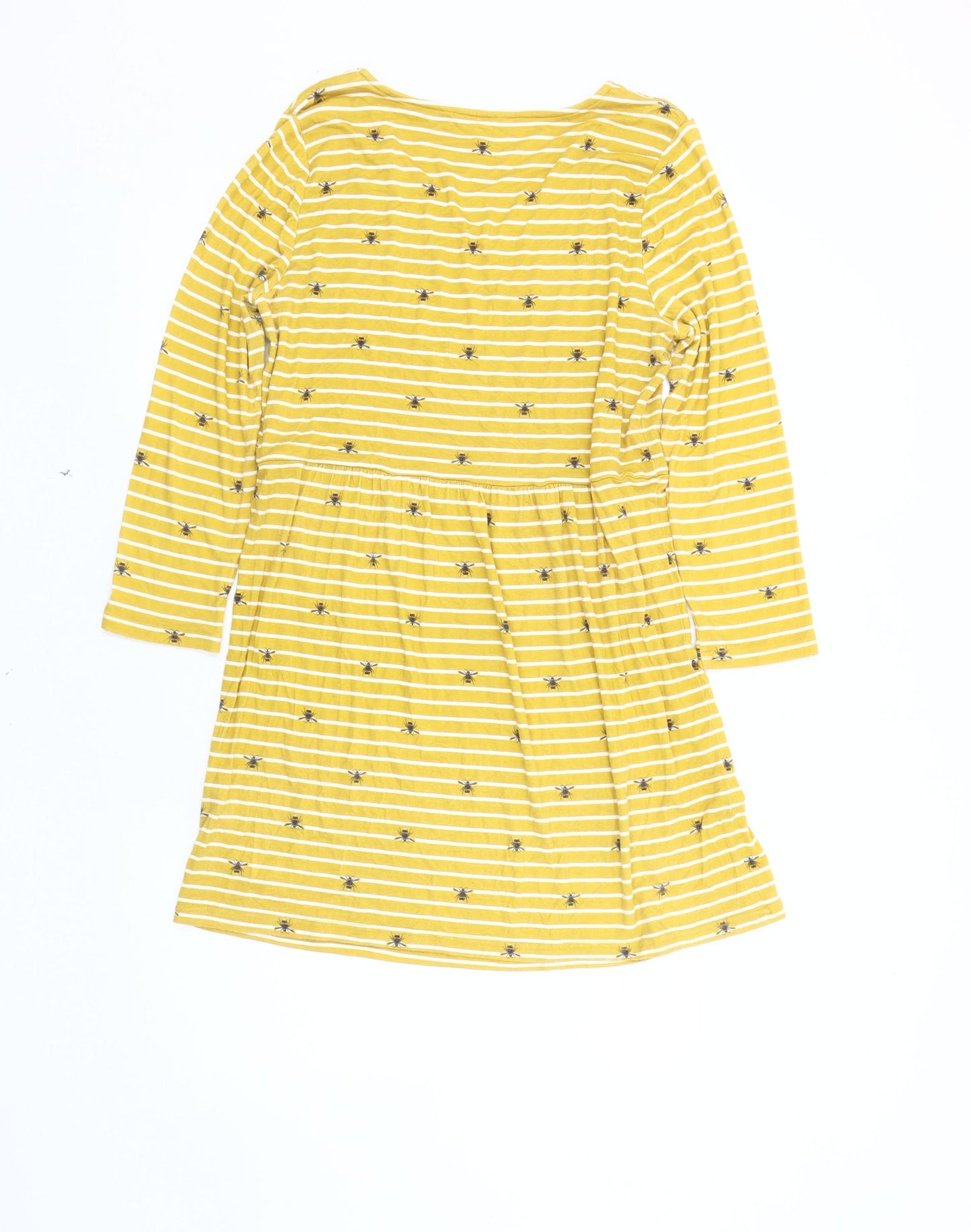 Joules Women's Yellow Striped V-Neck Dress Size 12