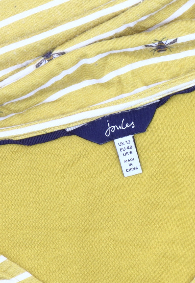 Joules Women's Yellow Striped V-Neck Dress Size 12