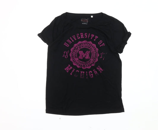 Womens UK Size M American Freshman Black Polyester Blend T-Shirt