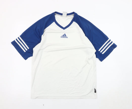 Adidas Men's White Blue Jersey T-Shirt, Size S