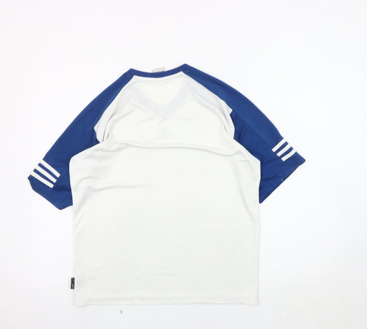 Adidas Men's White Blue Jersey T-Shirt, Size S