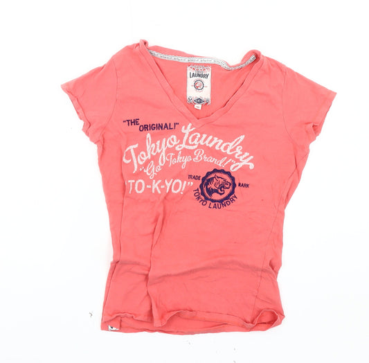 Tokyo Laundry Women's Red V-Neck T-Shirt, Size 16 Casual