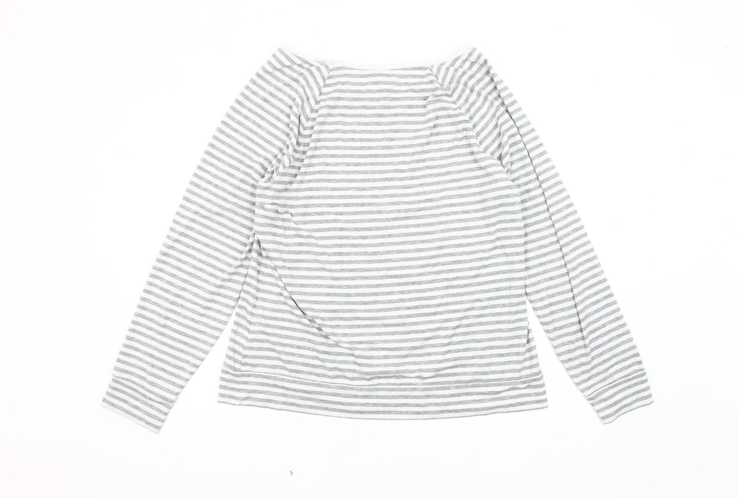 Old Navy Women's Grey Striped Boat Neck T-Shirt XL