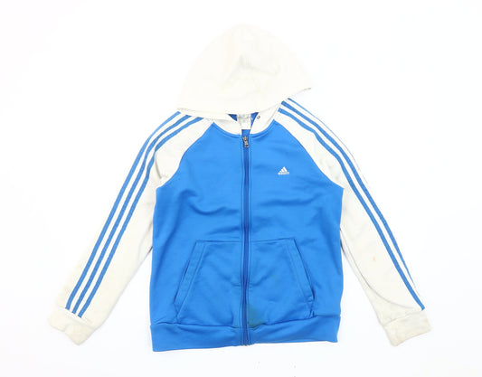 Adidas Women's Blue Hooded Jacket, Size 12-14