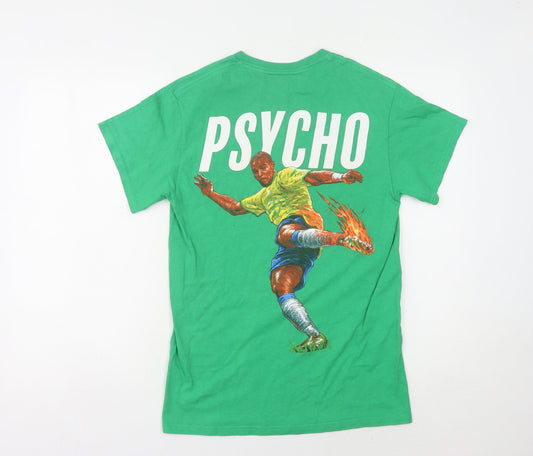PSYCHO Men's Graphic Green Sport T-Shirt Size S
