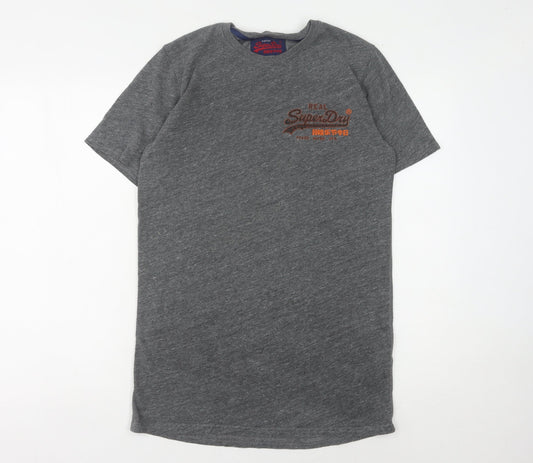 Mens UK Size S Superdry Grey Cotton Blend T-Shirt