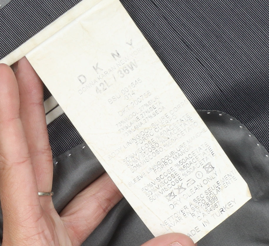 DKNY Men's Grey Long Blazer Jacket Size 42L