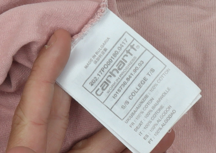 Carhartt Men’s Pink Medium Crew Neck Logo T-Shirt