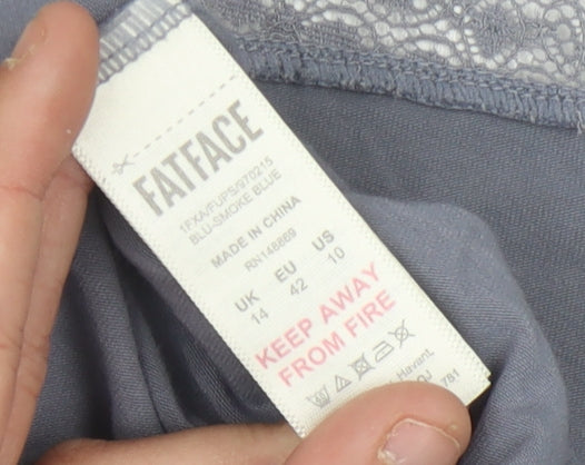 FatFace Women's Blue Tank Top UK 14 Cotton