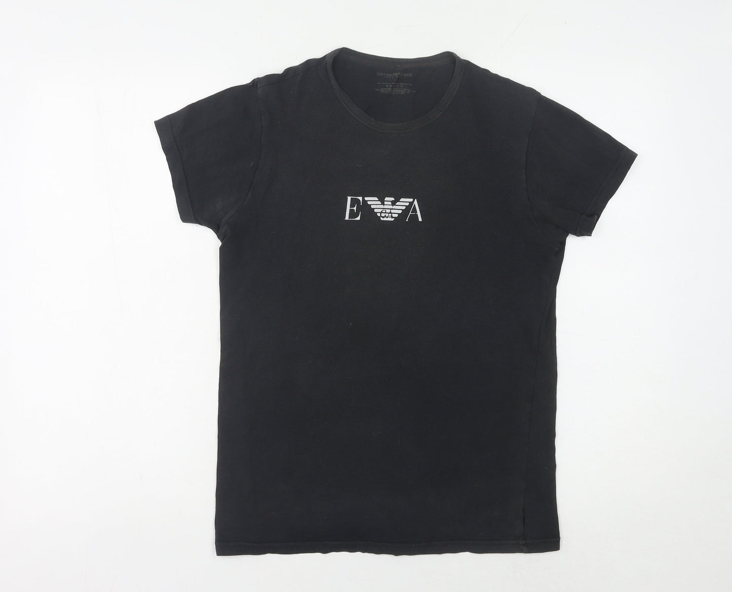 Emporio Armani Men's Black Cotton Logo T-Shirt S