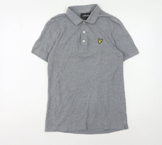 Lyle & Scott Men's Grey Short Sleeve Polo Shirt, Size S