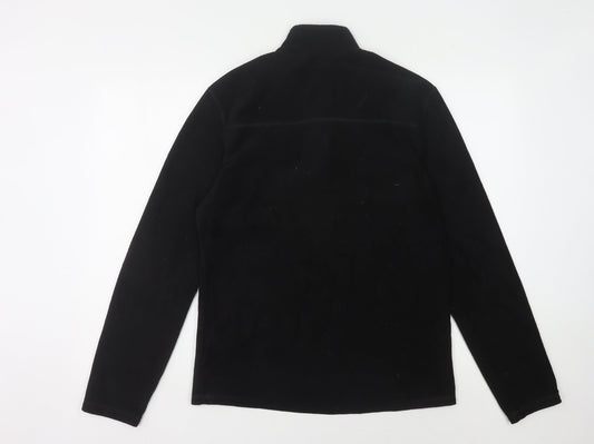 Men's Black Fleece High Neck Zip Medium Top