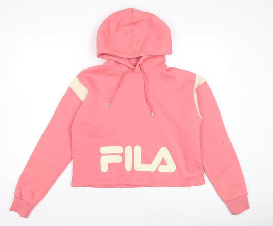 Fila Women’s Pink Logo Hoodie, Size S, Casual Pullover