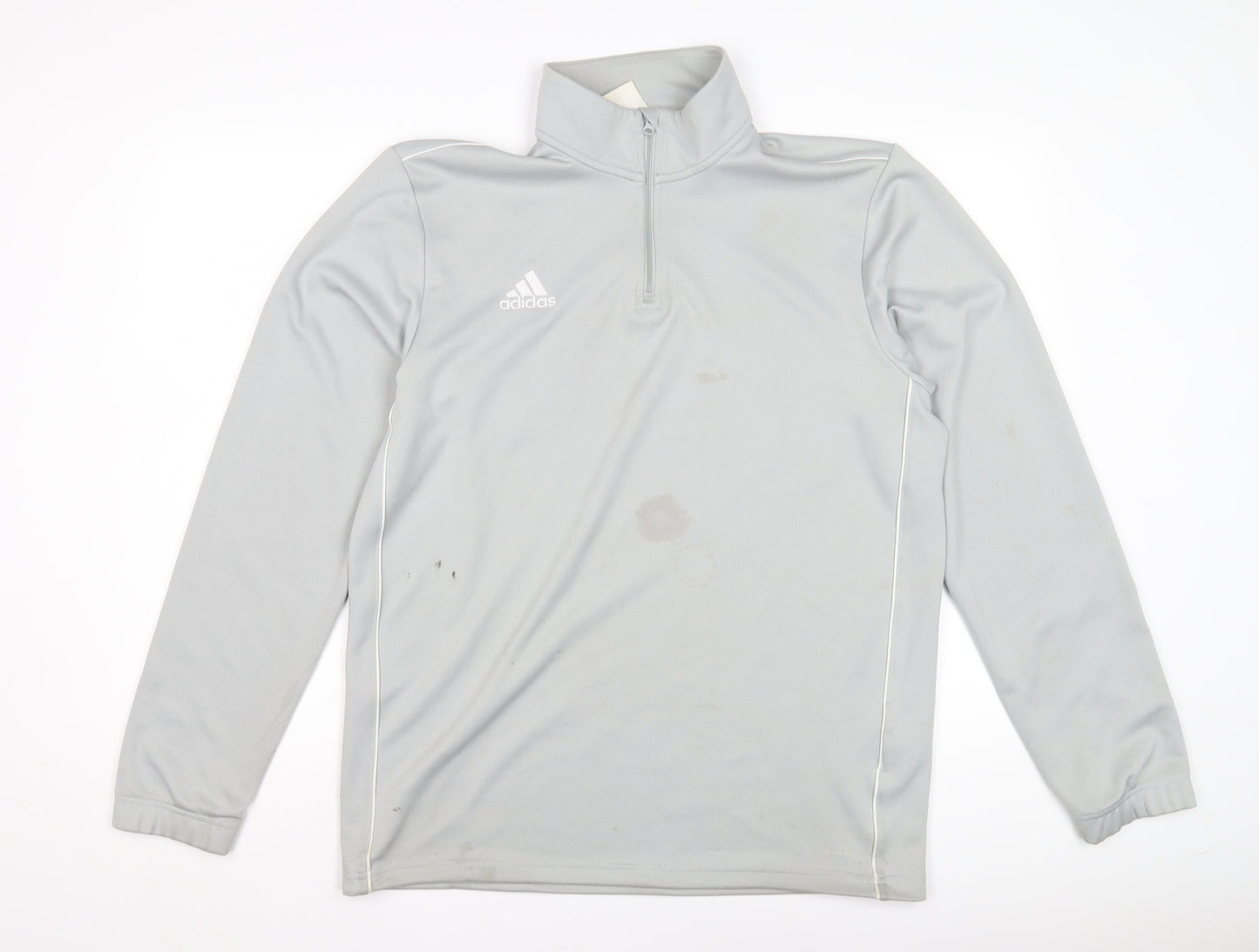 Adidas Men's Grey Sweatshirt, Size L, 1/4 Zip Logo