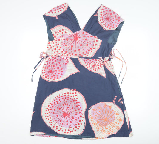 White Stuff Women's Multicolour V-Neck Dress Size 12