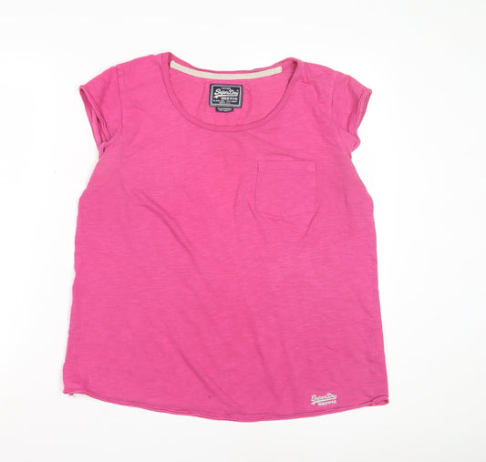 Superdry Women's Pink T-Shirt, Size M, Casual Style