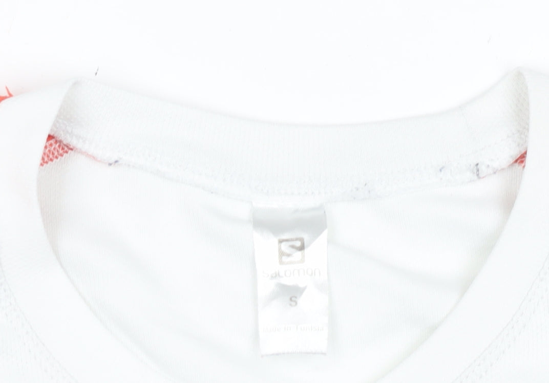 Salomon Women's White & Red T-Shirt, Size S, Activewear Top