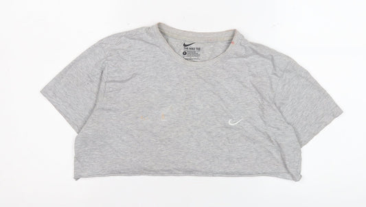Nike Unisex Grey Cropped T-Shirt, S, Casual Athletic Style