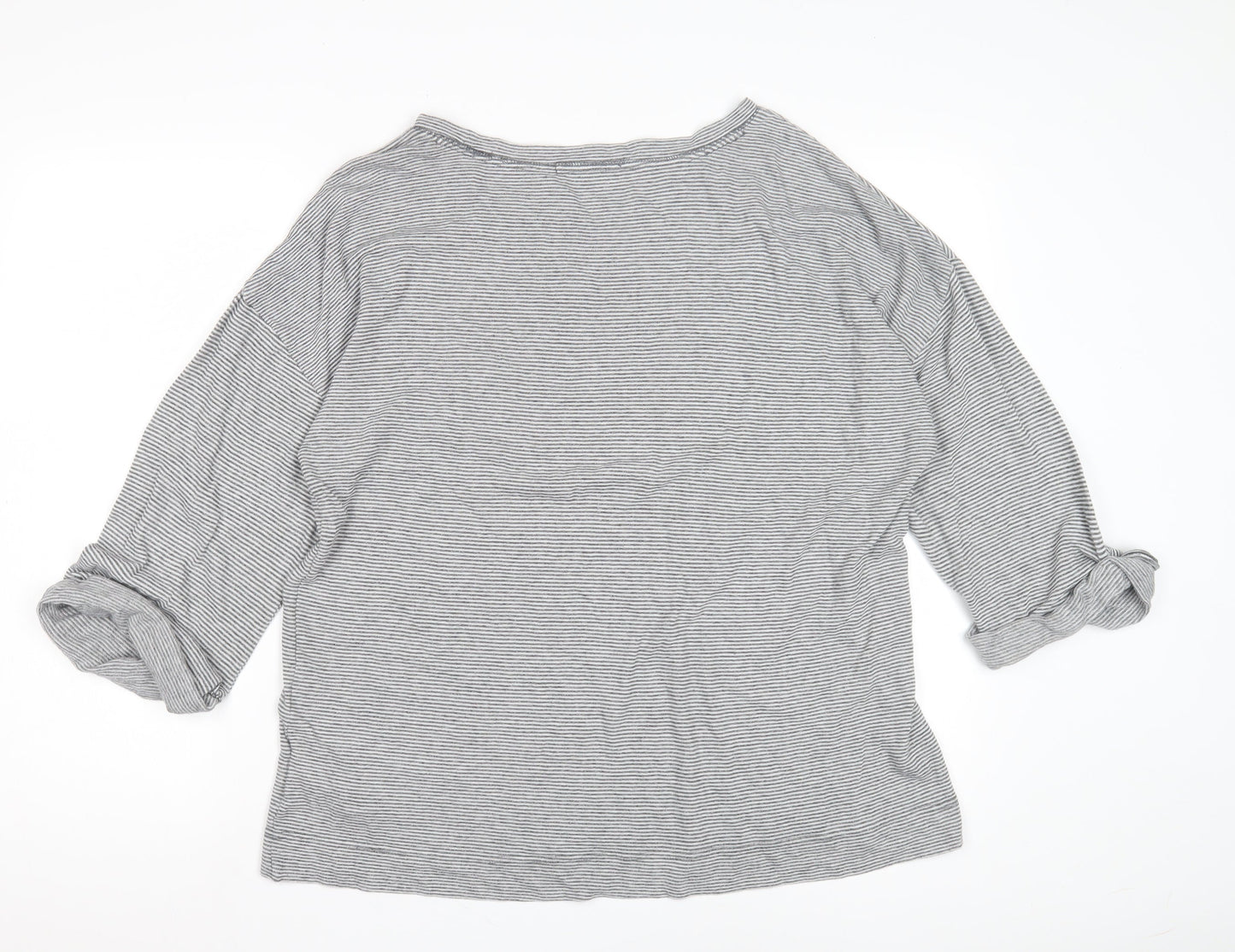 Gap Women's Grey Striped Jersey Top Size L