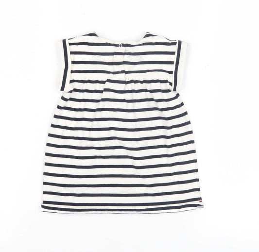 Tommy Hilfiger Girls Navy Striped A-Line Dress, 24 Months