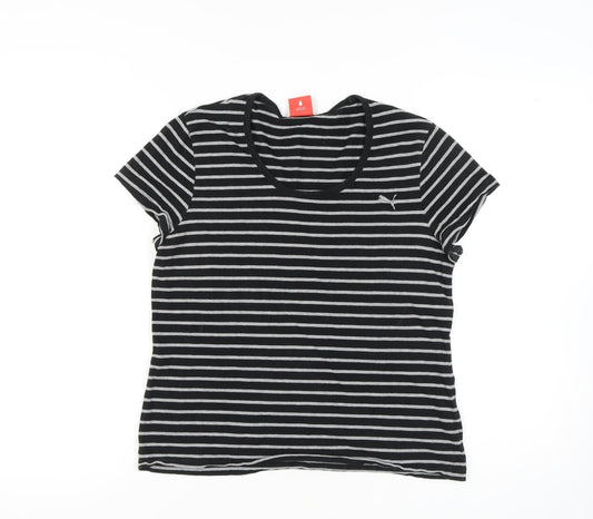 Puma Women's Black Striped T-Shirt XL