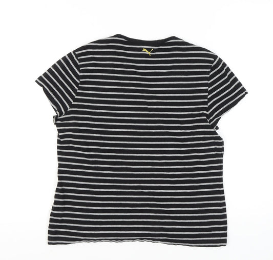 Puma Women's Black Striped T-Shirt XL