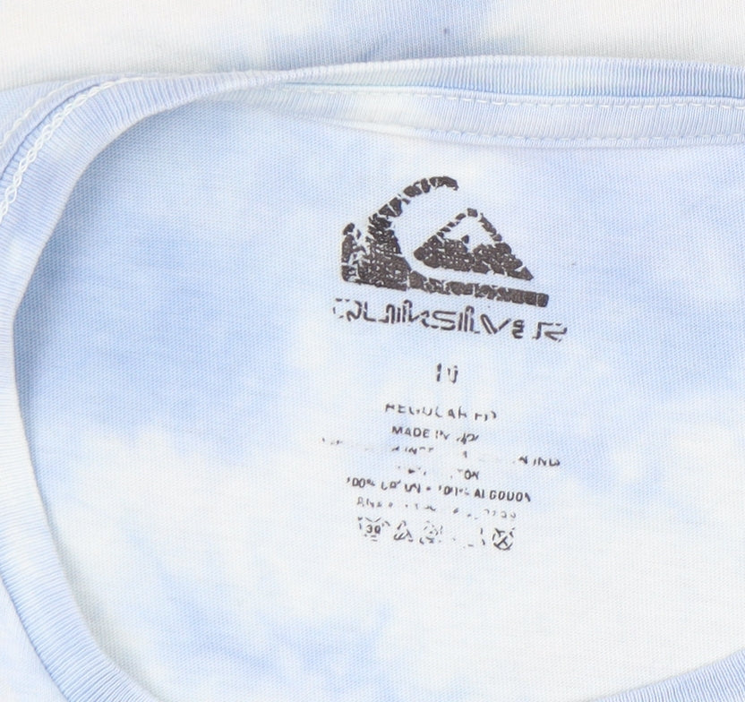 Quiksilver Unisex Blue Tie-Dye T-Shirt Size 10
