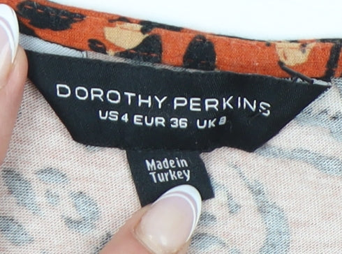 Brand and care label for Dorothy Perkins Women's Multicoloured Wrap Blouse, size 8