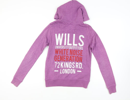 Jack Wills Women Purple Full Zip Hoodie Size 10