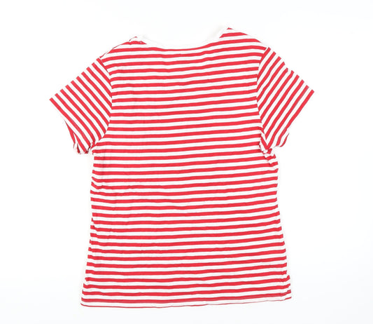 Disney Women’s Red Mickey Mouse Striped T-Shirt - Size S