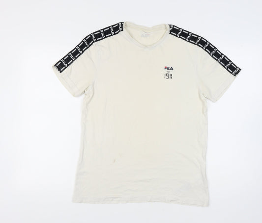 FILA Men's White XL T-Shirt, Short Sleeve, 100% Cotton