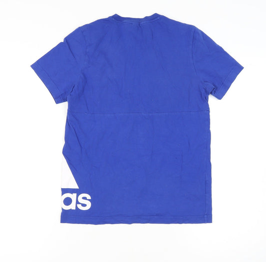 Adidas Boys Blue T-Shirt, Size 13-14 Years, Logo Accent