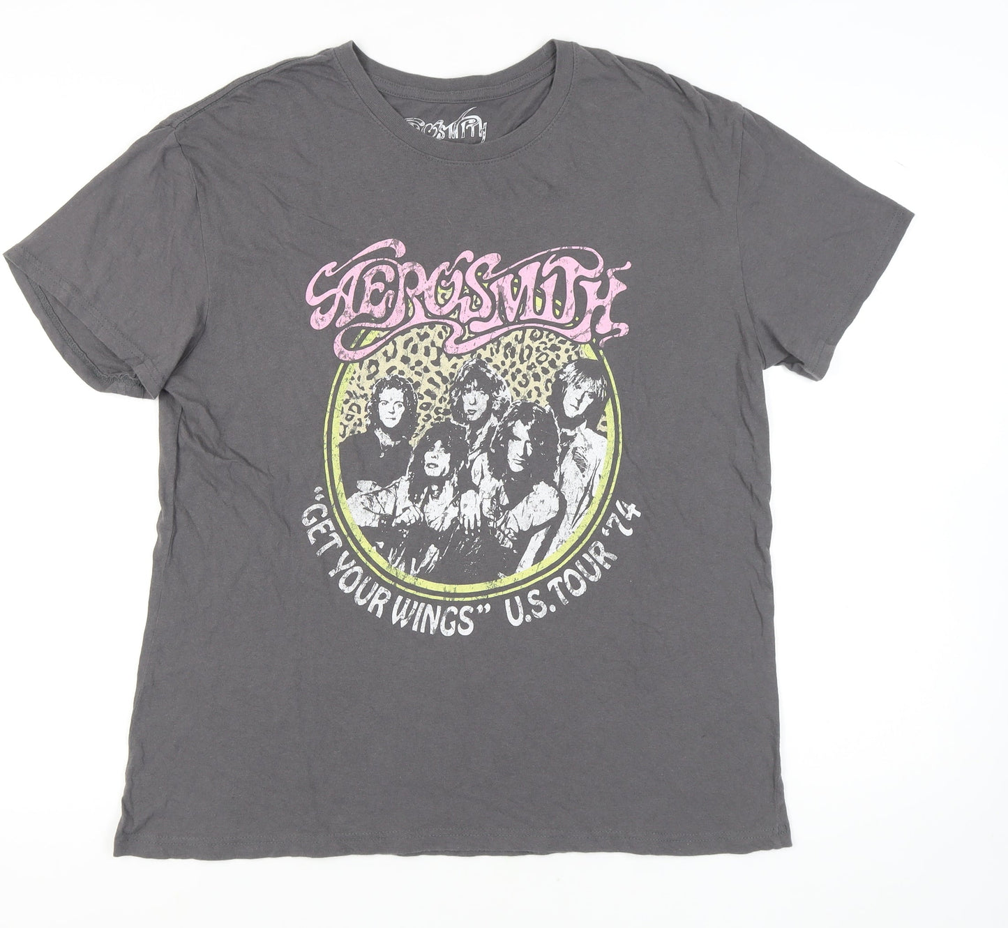 Aerosmith Unisex Grey Graphic T-Shirt 2XL Music Theme