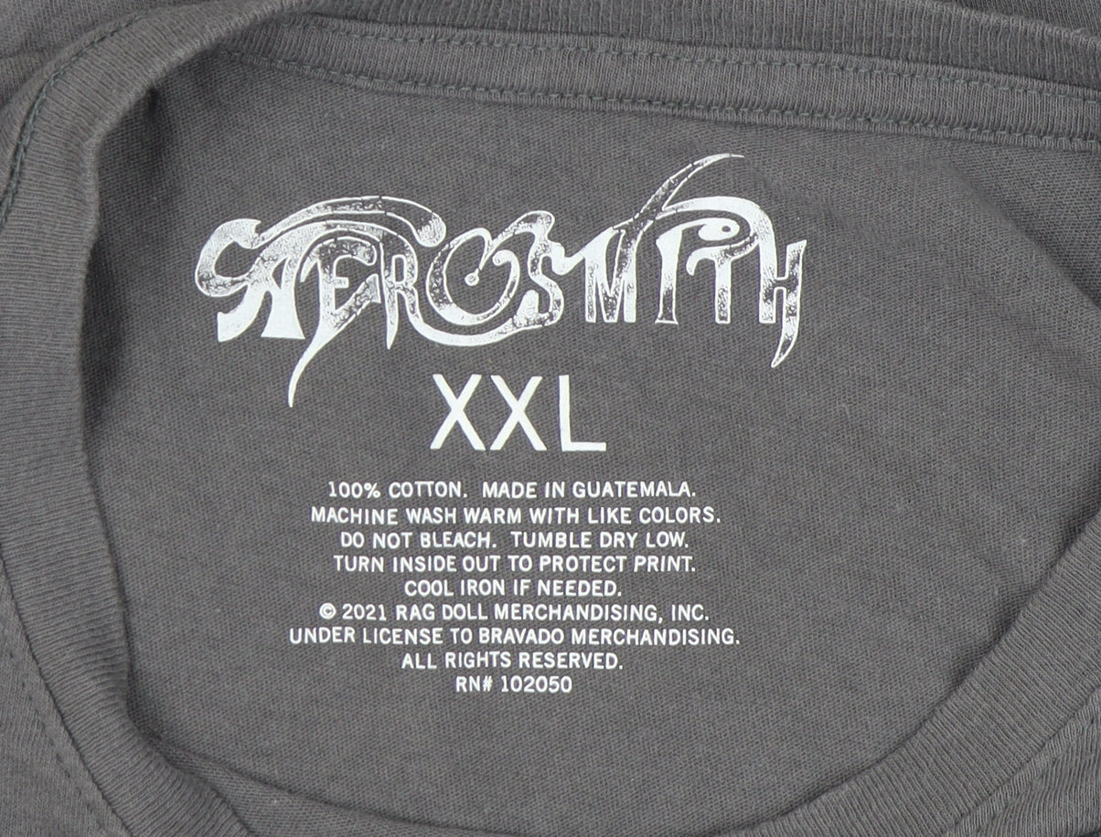 Aerosmith Unisex Grey Graphic T-Shirt 2XL Music Theme