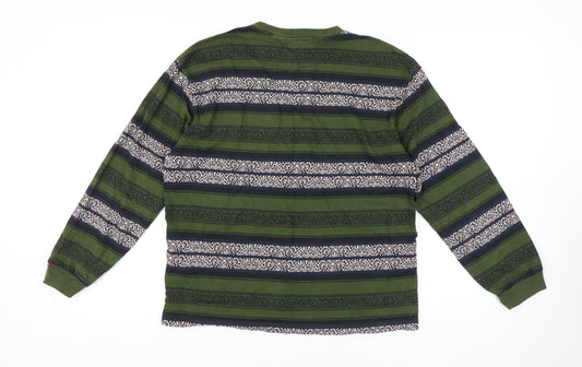 Levi's Men's Green Striped Long Sleeve Relaxed T-Shirt