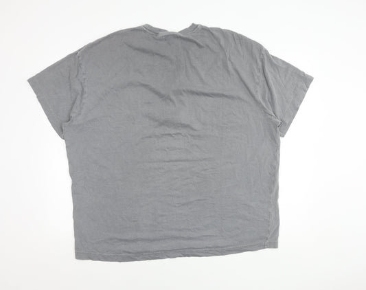ABSENT Grey Cotton Tiger Graphic T-Shirt M Men's