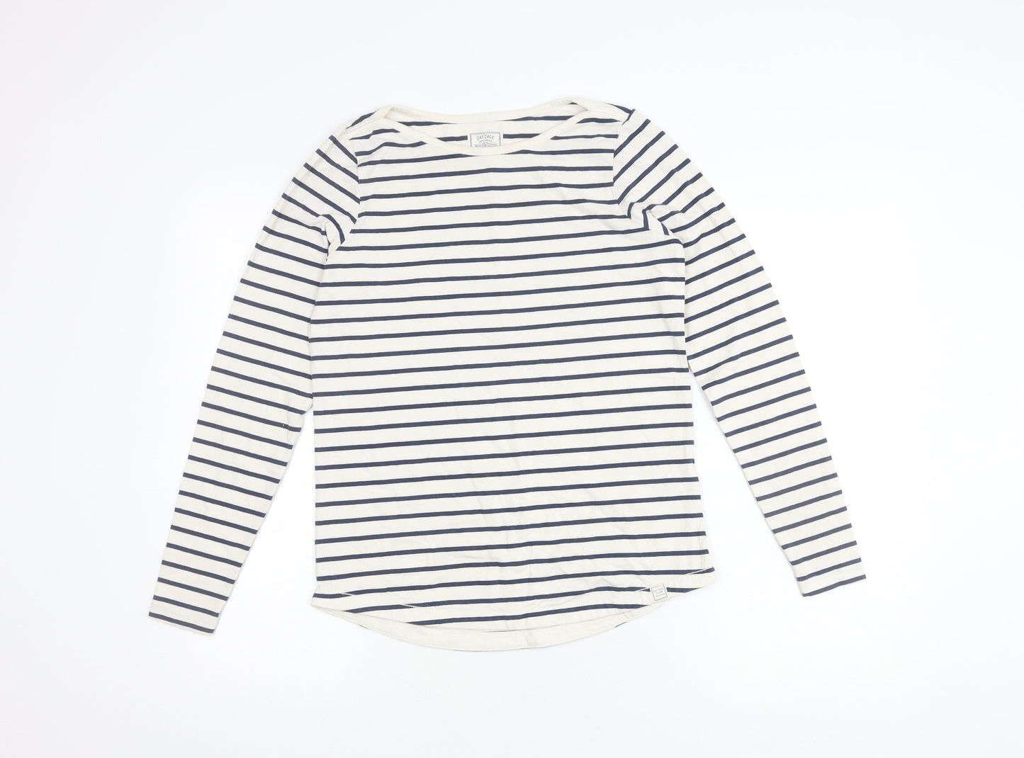 Fat Face Women's White Striped Top UK Size 8
