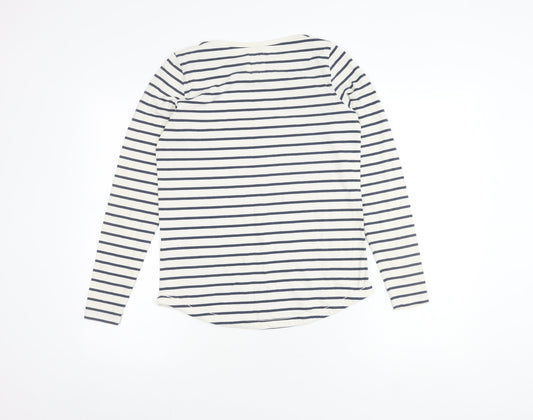 Fat Face Women's White Striped Top UK Size 8