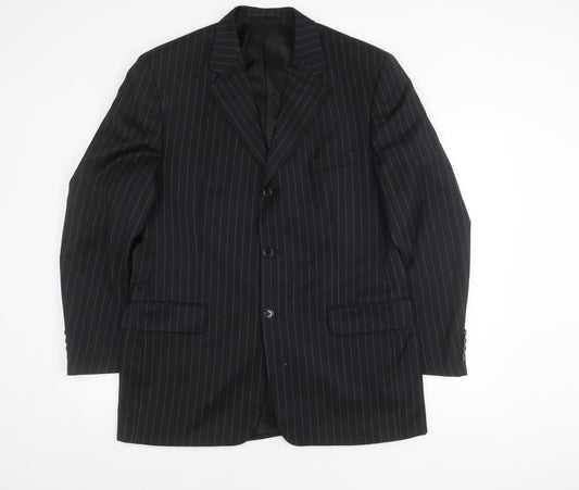 Pierre Cardin Men's Black Striped Wool Blazer 42R